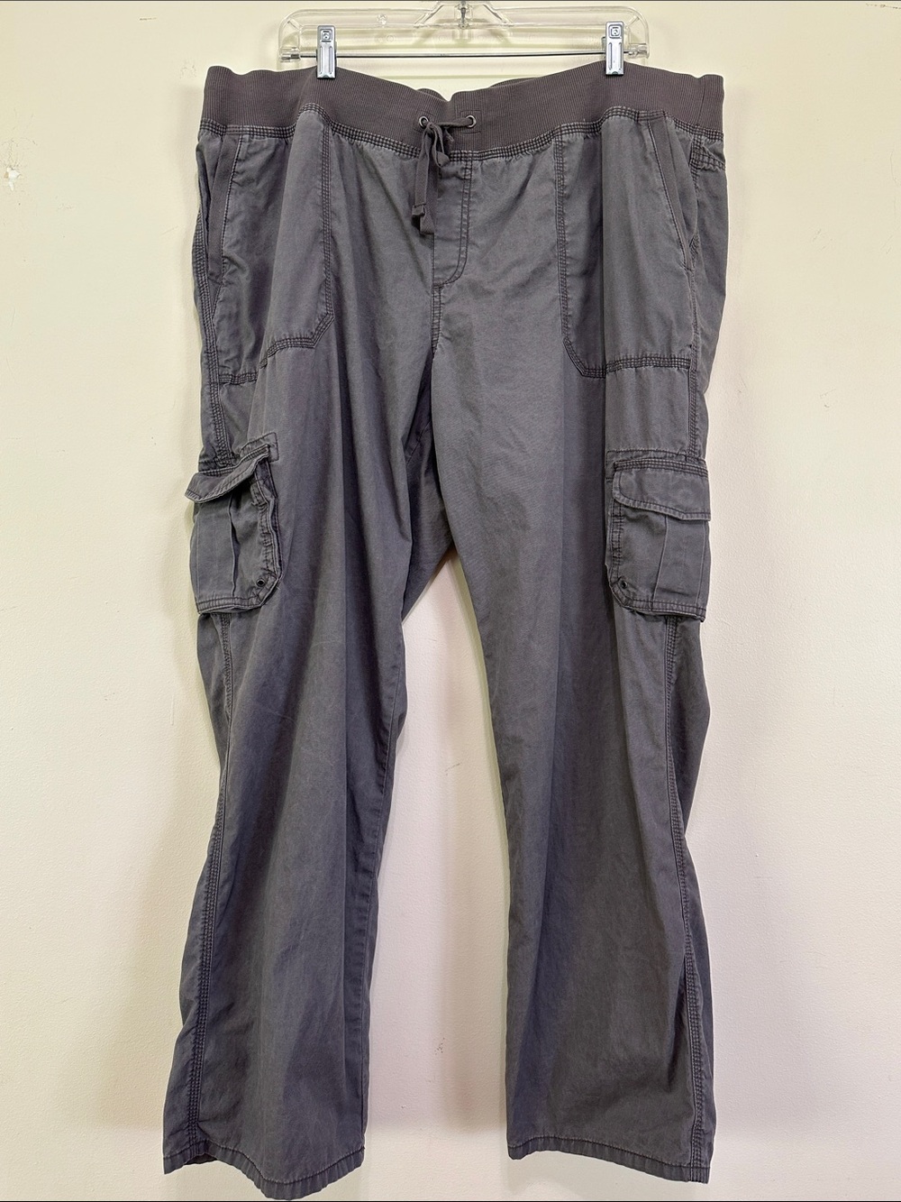 Ruff Hewn Charcoal Cargo Drawstring Waist Pants